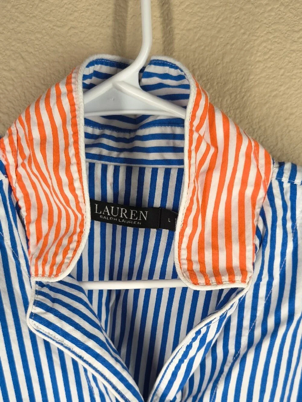 Lauren Ralph Lauren Blue and White Striped Pajama Set Size Large